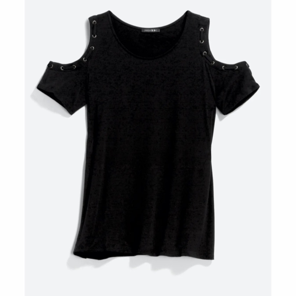 Papermoon cutout sleeve detail knit top black Sz medium